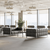 Tofu Three Seater Modern Cubic Office Leather Lounge Sofa - Gavisco Office Furniture